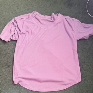Pink V-Neck Short Sleeve Top